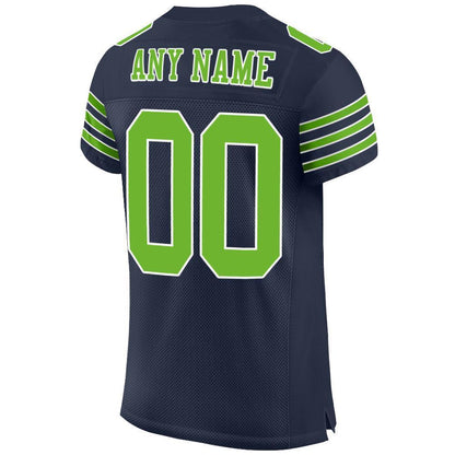 Custom Navy Neon Green-White Mesh Authentic Football Jersey - Sky-Custom