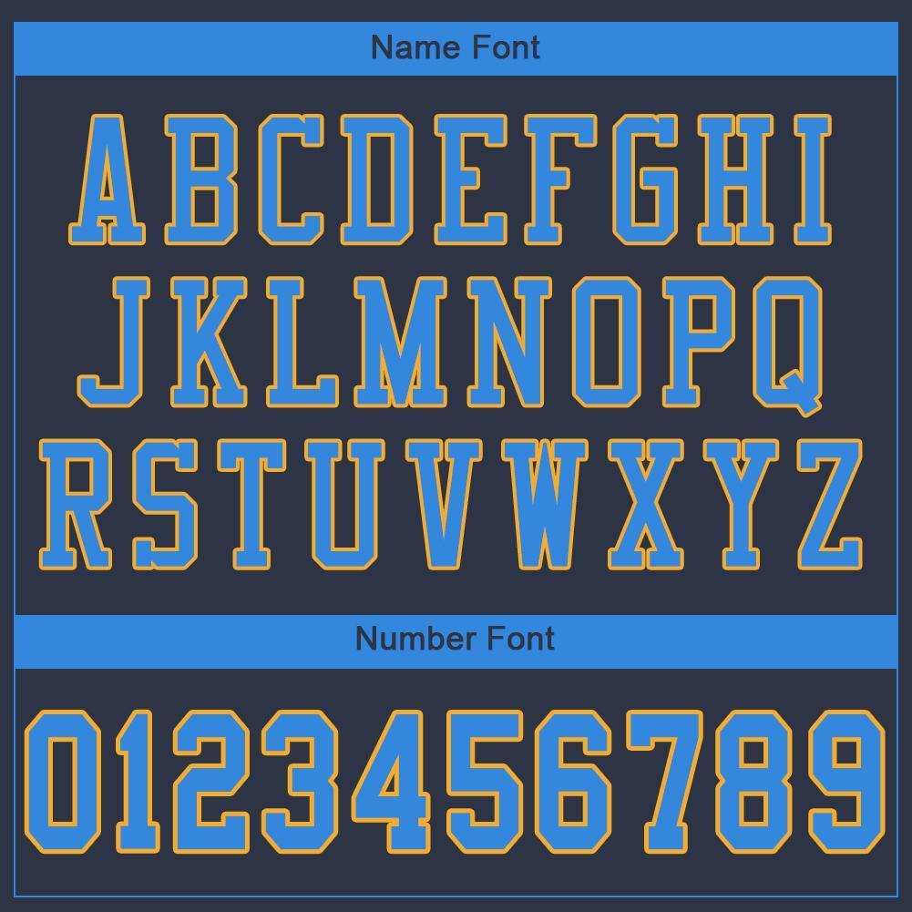 Custom Navy Powder Blue-Gold Mesh Authentic Football Jersey - Sky-Custom