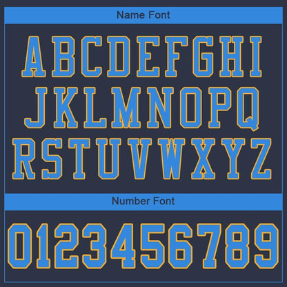 Custom Navy Powder Blue-Gold Mesh Authentic Football Jersey - Sky-Custom