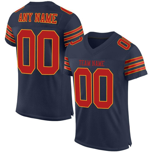 Custom Navy Scarlet-Gold Mesh Authentic Football Jersey - Sky-Custom