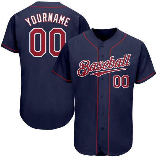 Custom Navy Red-White Authentic Baseball Jersey - Sky-Custom