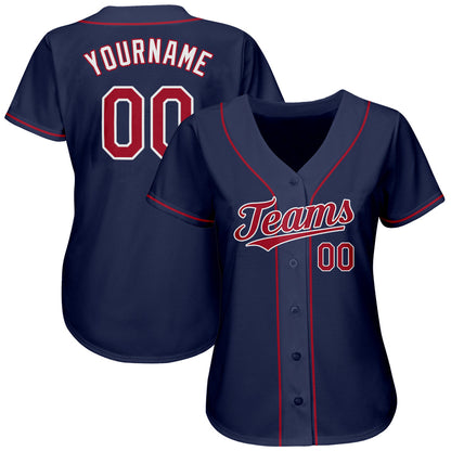 Custom Navy Red-White Authentic Baseball Jersey - Sky-Custom