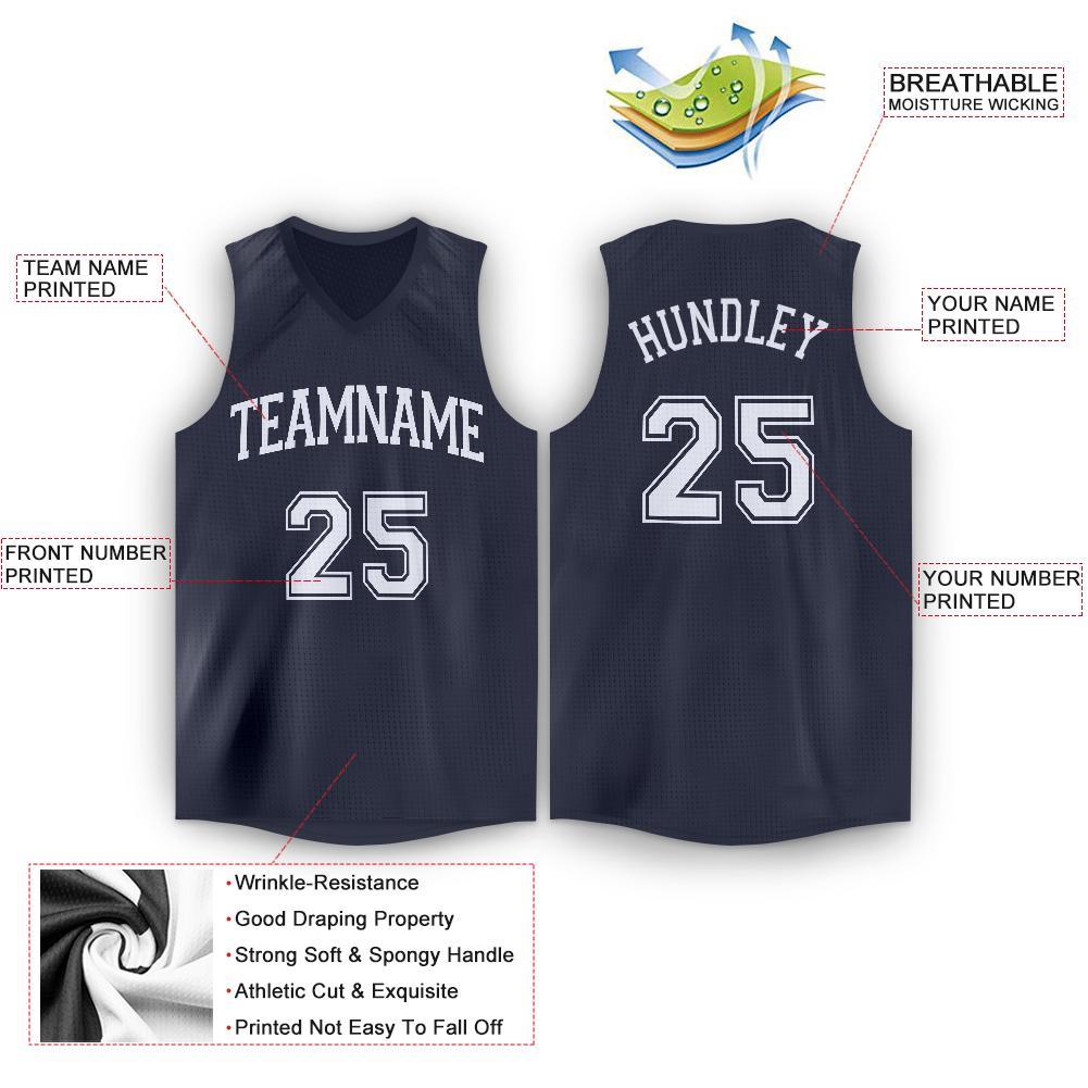 Custom Navy White V-Neck Basketball Jersey - Sky-Custom