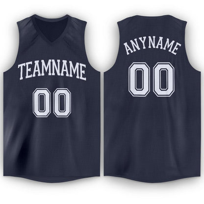Custom Navy White V-Neck Basketball Jersey - Sky-Custom