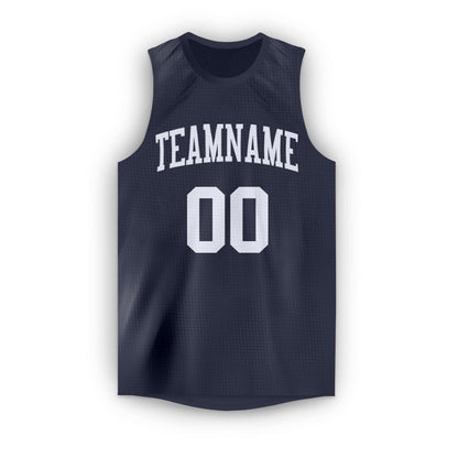 Custom Navy White Round Neck Basketball Jersey - Sky-Custom