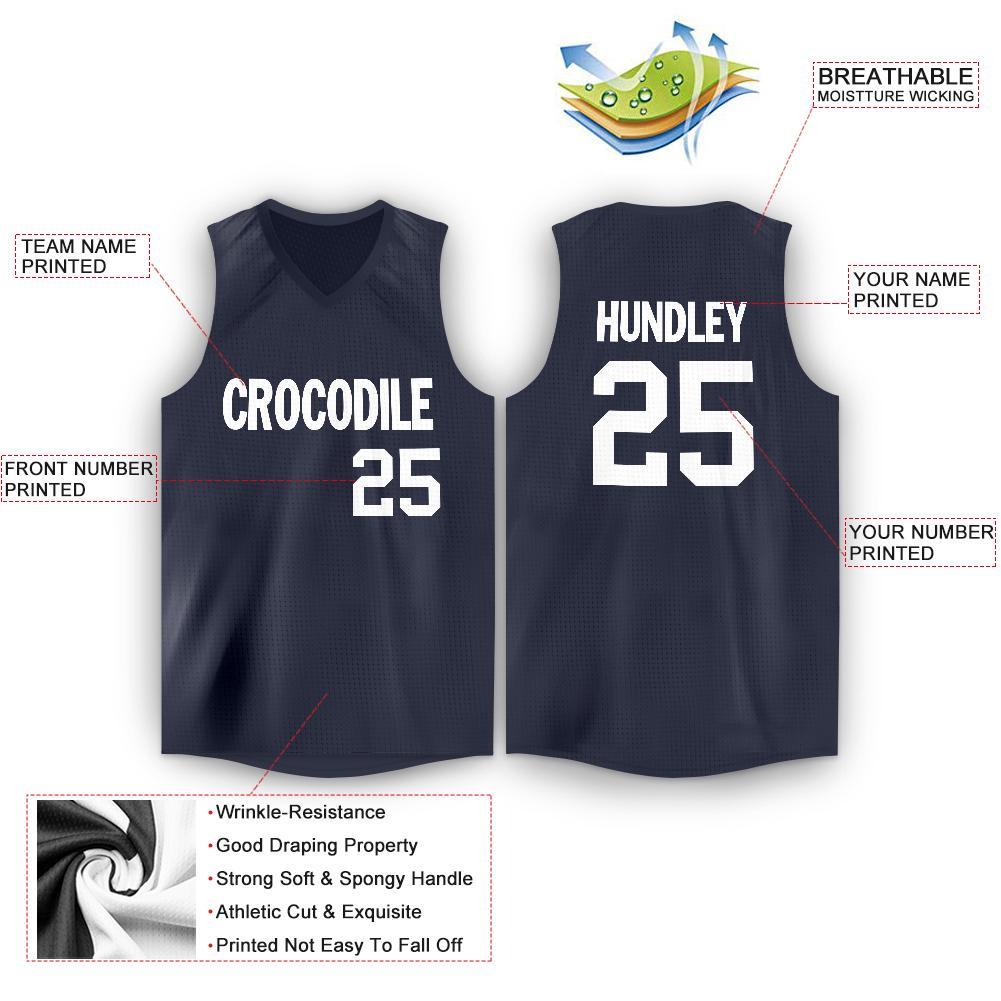 Custom Navy White V-Neck Basketball Jersey - Sky-Custom