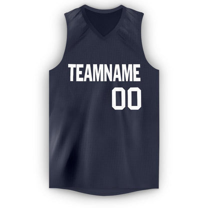 Custom Navy White V-Neck Basketball Jersey - Sky-Custom