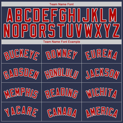 Custom Navy Red-White Authentic Baseball Jersey - Sky-Custom