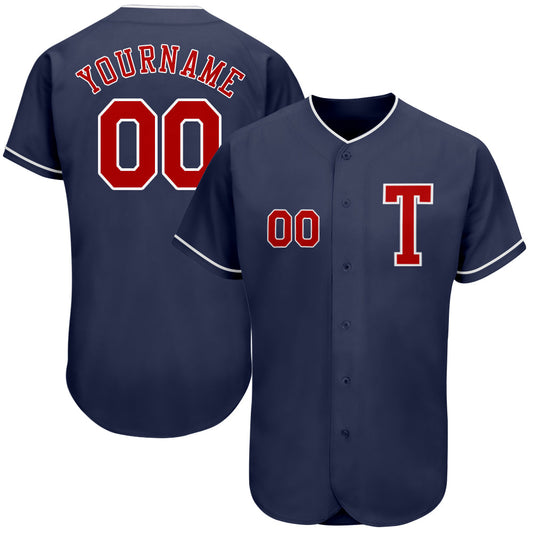 Custom Navy Red-White Authentic Baseball Jersey - Sky-Custom