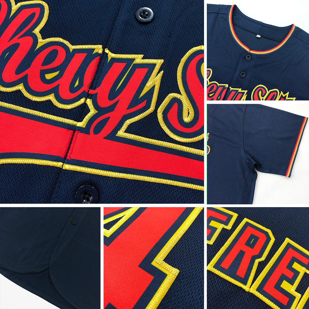 Custom Navy Orange Authentic Baseball Jersey - Sky-Custom