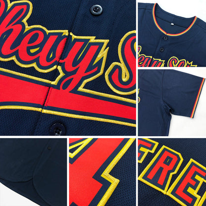 Custom Navy Orange Authentic Baseball Jersey - Sky-Custom
