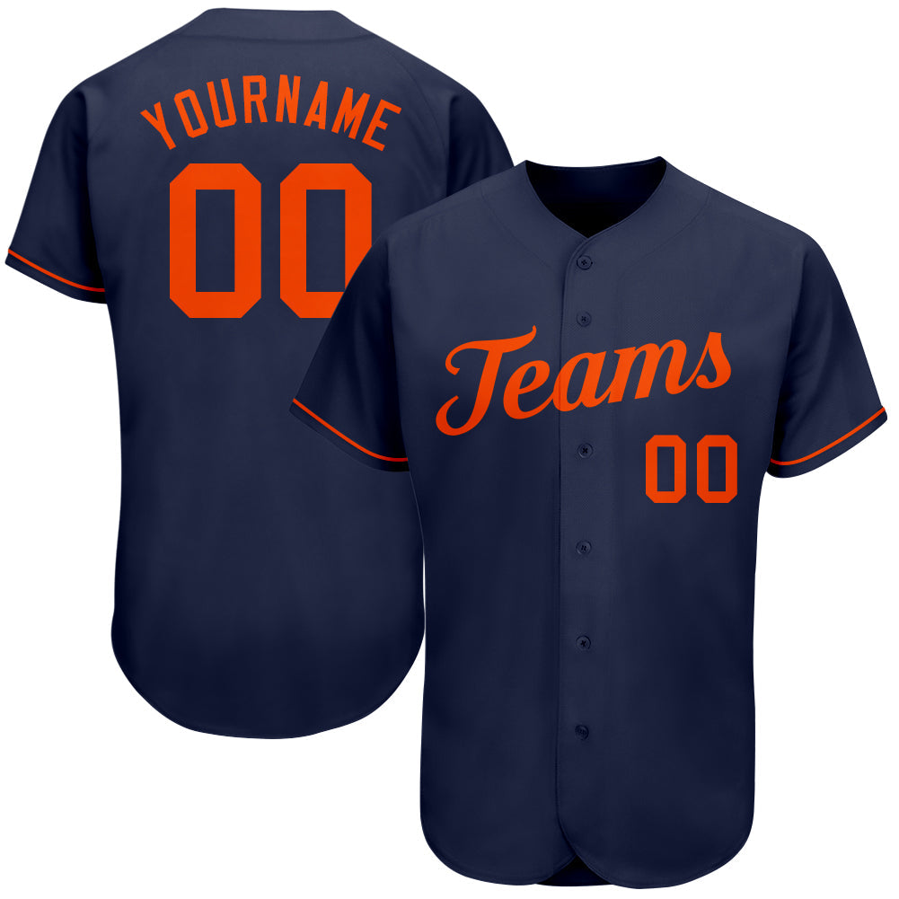 Custom Navy Orange Authentic Baseball Jersey - Sky-Custom