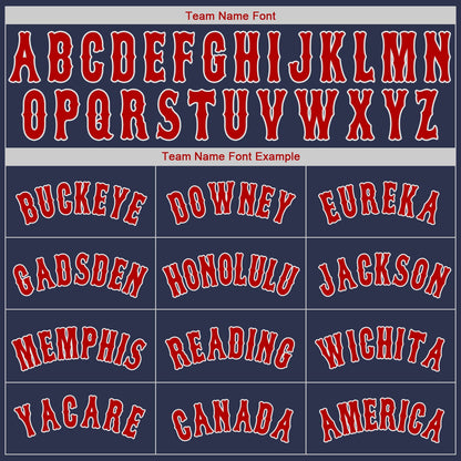 Custom Navy Red-White Authentic Baseball Jersey - Sky-Custom