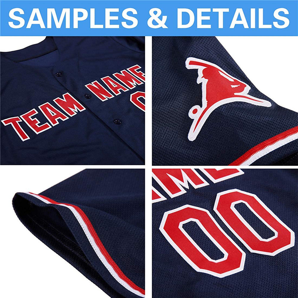 Custom Navy Red-Old Gold Authentic Baseball Jersey - Sky-Custom