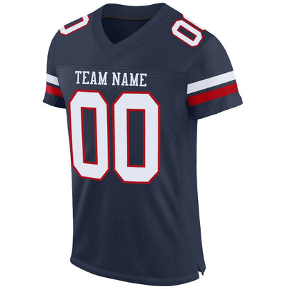 Custom Navy White-Red Mesh Authentic Football Jersey - Sky-Custom