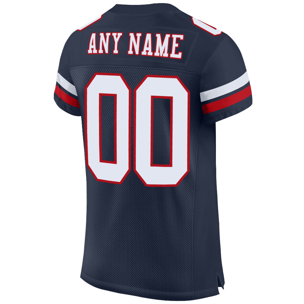 Custom Navy White-Red Mesh Authentic Football Jersey - Sky-Custom