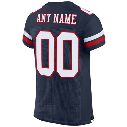 Custom Navy White-Red Mesh Authentic Football Jersey - Sky-Custom