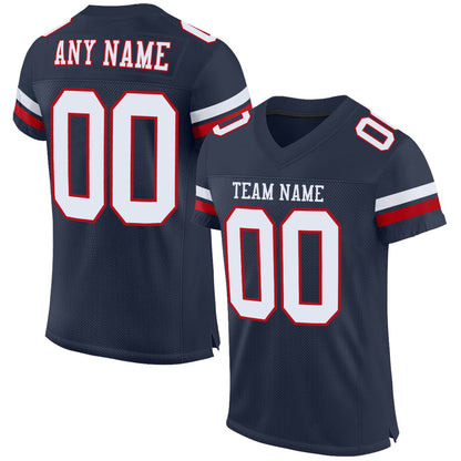 Custom Navy White-Red Mesh Authentic Football Jersey - Sky-Custom