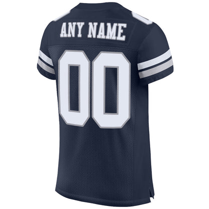 Custom Navy White-Light Gray Mesh Authentic Football Jersey - Sky-Custom