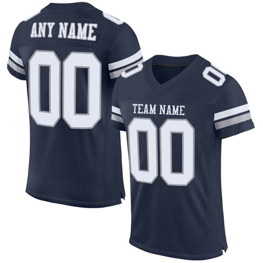 Custom Navy White-Light Gray Mesh Authentic Football Jersey - Sky-Custom