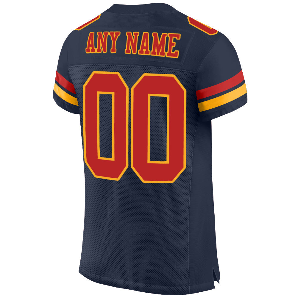 Custom Navy Scarlet-Gold Mesh Authentic Football Jersey - Sky-Custom