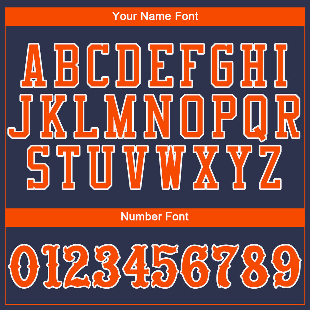Custom Navy Orange-White Authentic Baseball Jersey - Sky-Custom