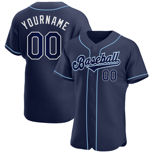 Custom Navy Navy-Powder Blue Authentic Baseball Jersey - Sky-Custom