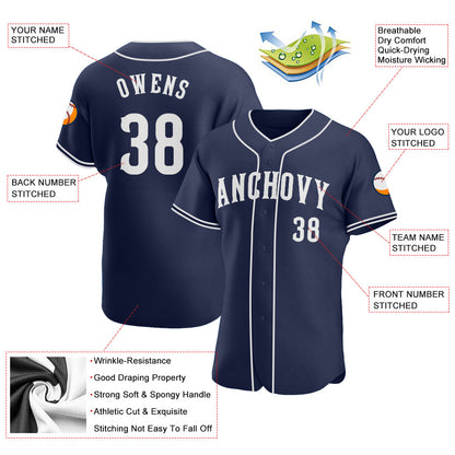 Custom Navy White Authentic Baseball Jersey - Sky-Custom