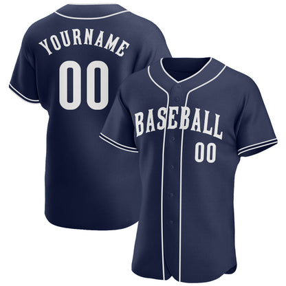 Custom Navy White Authentic Baseball Jersey - Sky-Custom