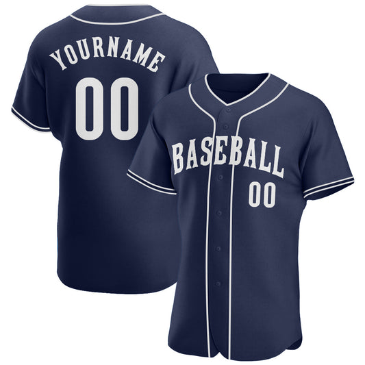 Custom Navy White Authentic Baseball Jersey - Sky-Custom