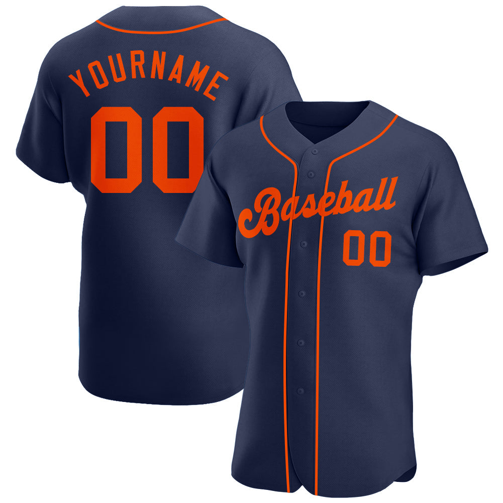 Custom Navy Orange Authentic Baseball Jersey - Sky-Custom