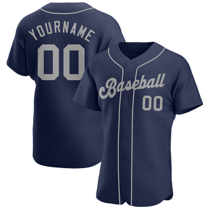 Custom Navy Gray Authentic Baseball Jersey - Sky-Custom