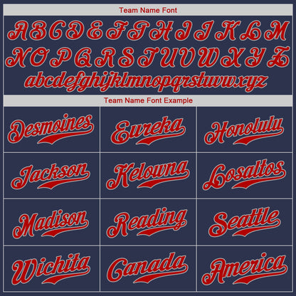 Custom Navy Red-Gray Authentic Baseball Jersey - Sky-Custom