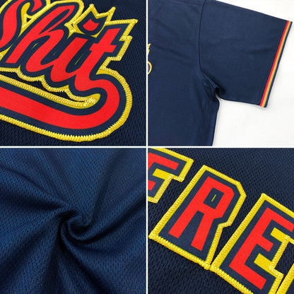 Custom Navy Gold-White Authentic Baseball Jersey - Sky-Custom