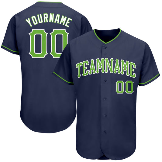 Custom Navy Neon Green-White Authentic Baseball Jersey - Sky-Custom