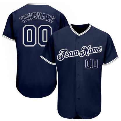 Custom Navy Navy-Gray Authentic Baseball Jersey - Sky-Custom