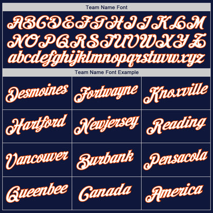 Custom Navy White-Orange Authentic Baseball Jersey - Sky-Custom