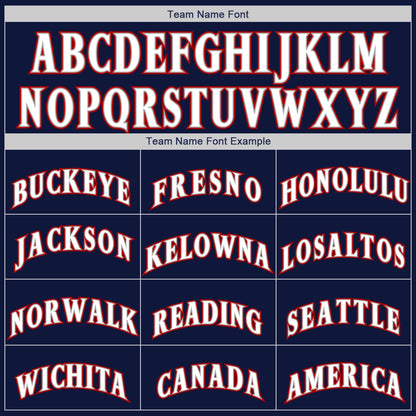 Custom Navy Red-White Authentic Baseball Jersey - Sky-Custom