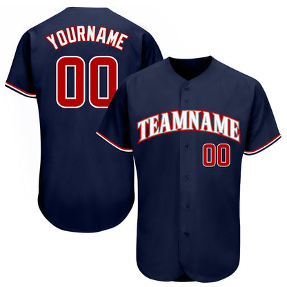 Custom Navy Red-White Authentic Baseball Jersey - Sky-Custom