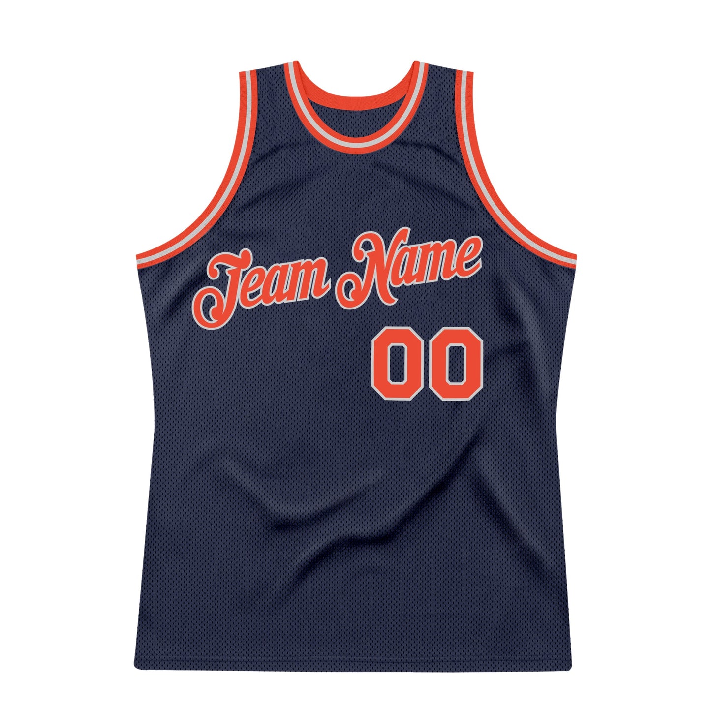 Custom Navy Orange-Gray Authentic Throwback Basketball Jersey - Sky-Custom