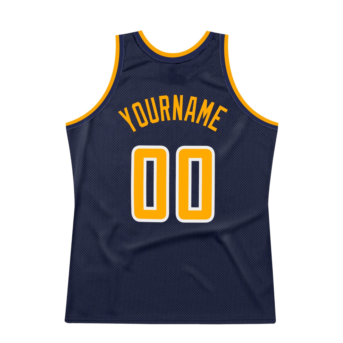 Custom Navy Gold-White Authentic Throwback Basketball Jersey - Sky-Custom