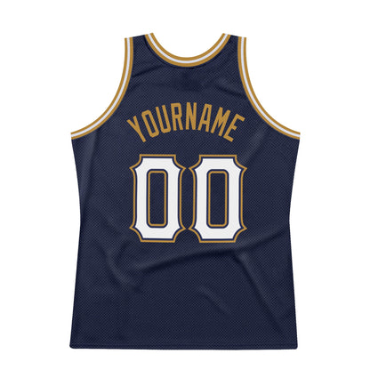 Custom Navy White-Old Gold Authentic Throwback Basketball Jersey - Sky-Custom