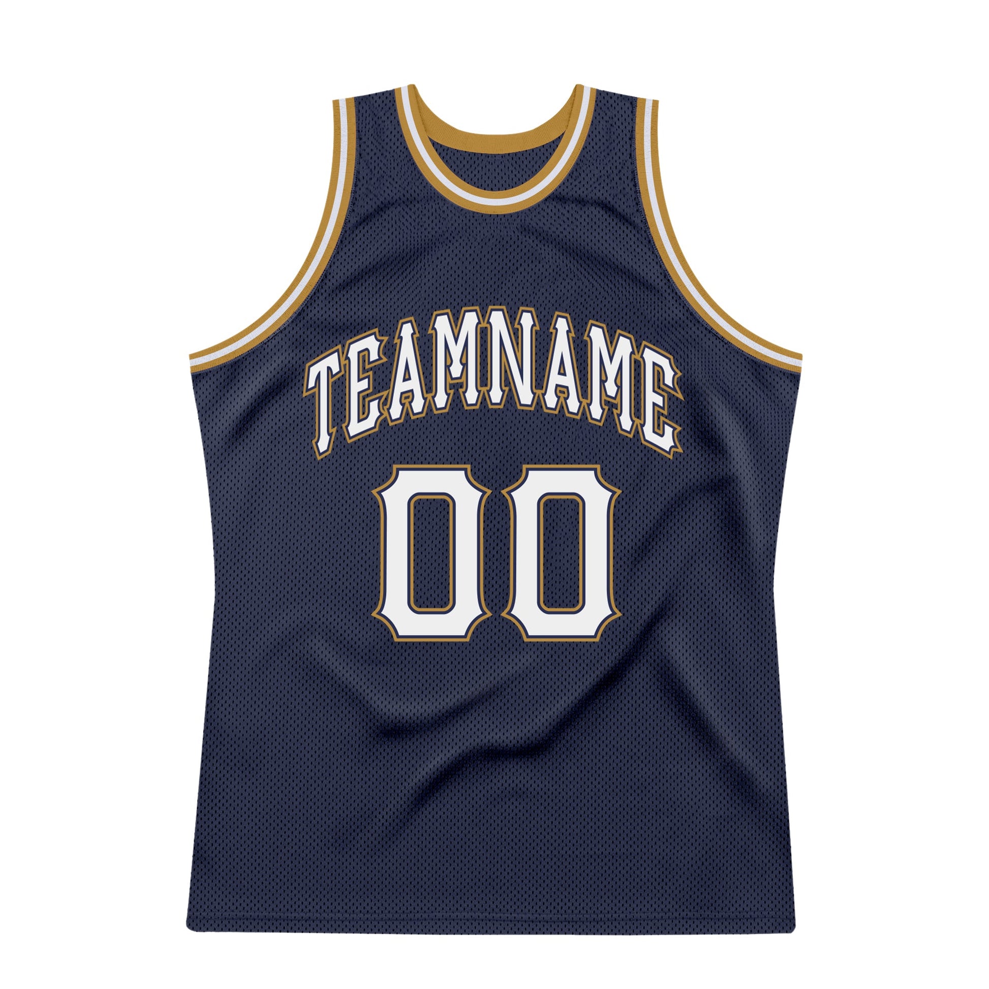 Custom Navy White-Old Gold Authentic Throwback Basketball Jersey - Sky-Custom