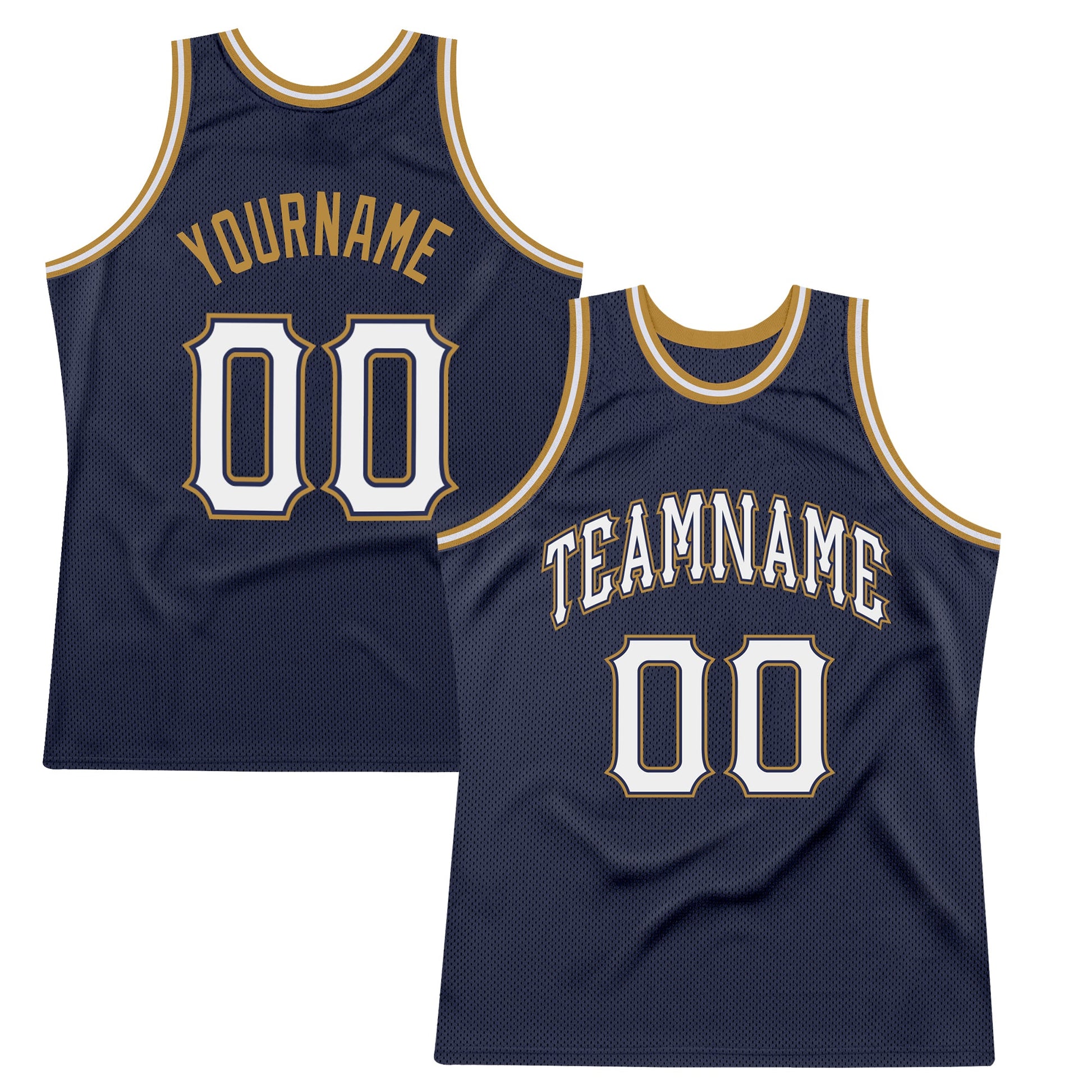 Custom Navy White-Old Gold Authentic Throwback Basketball Jersey - Sky-Custom