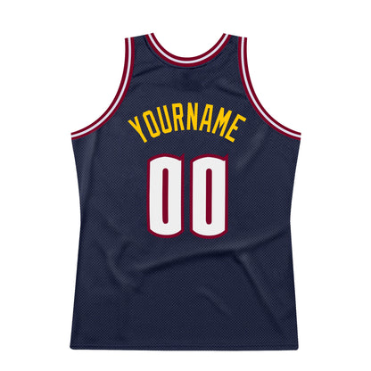 Custom Navy White-Maroon Authentic Throwback Basketball Jersey - Sky-Custom