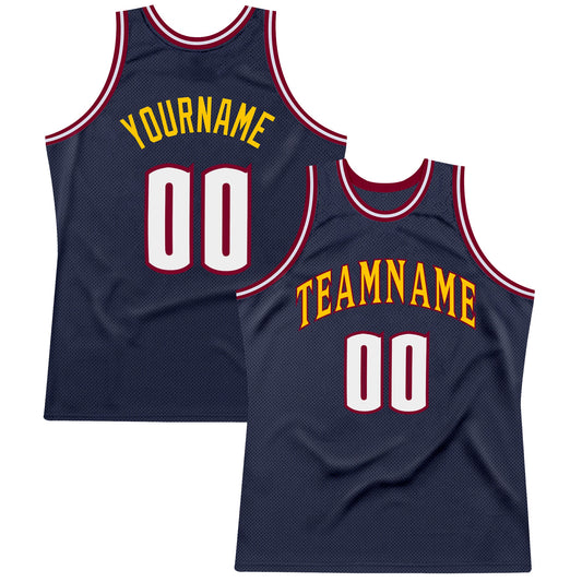 Custom Navy White-Maroon Authentic Throwback Basketball Jersey - Sky-Custom