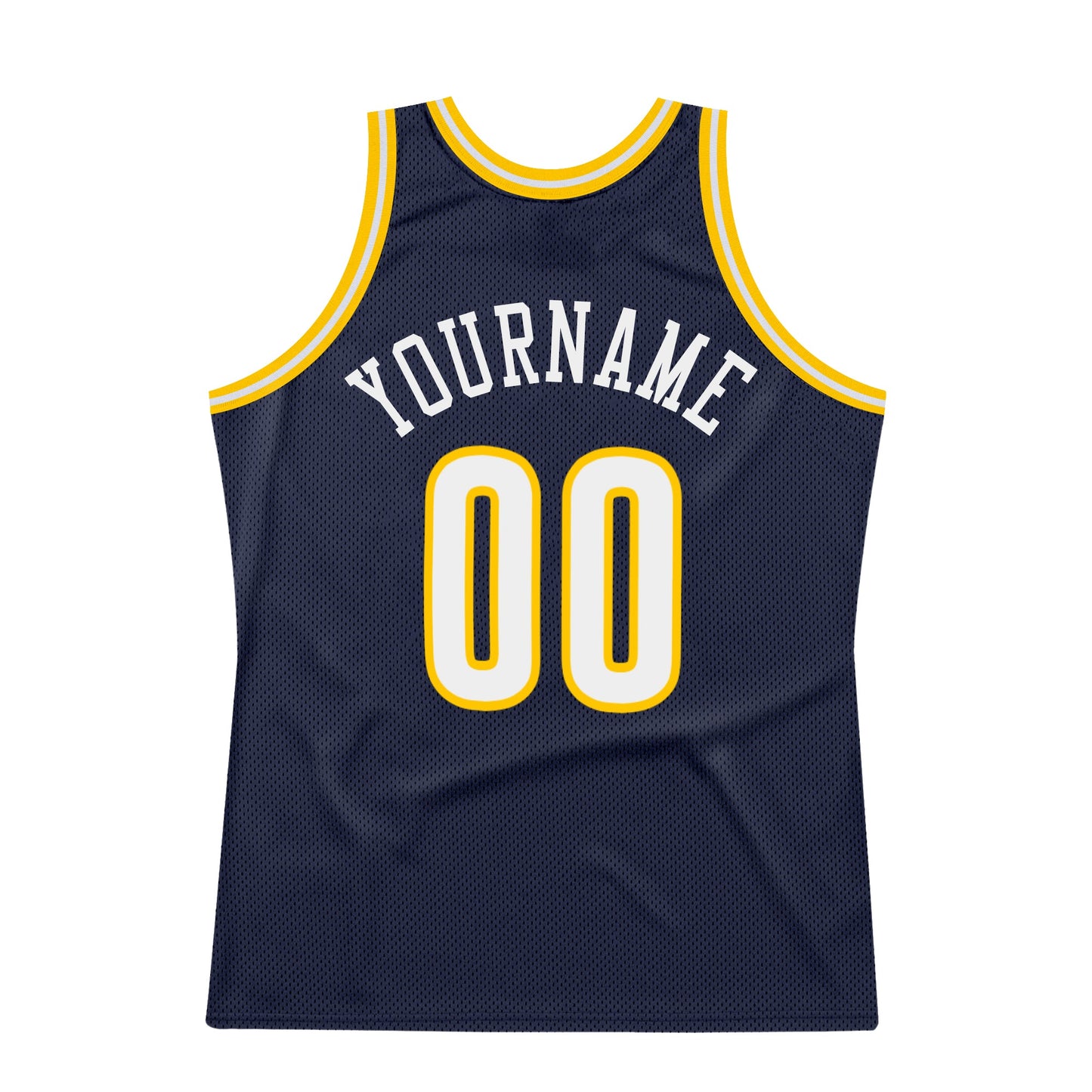 Custom Navy White-Gold Authentic Throwback Basketball Jersey - Sky-Custom