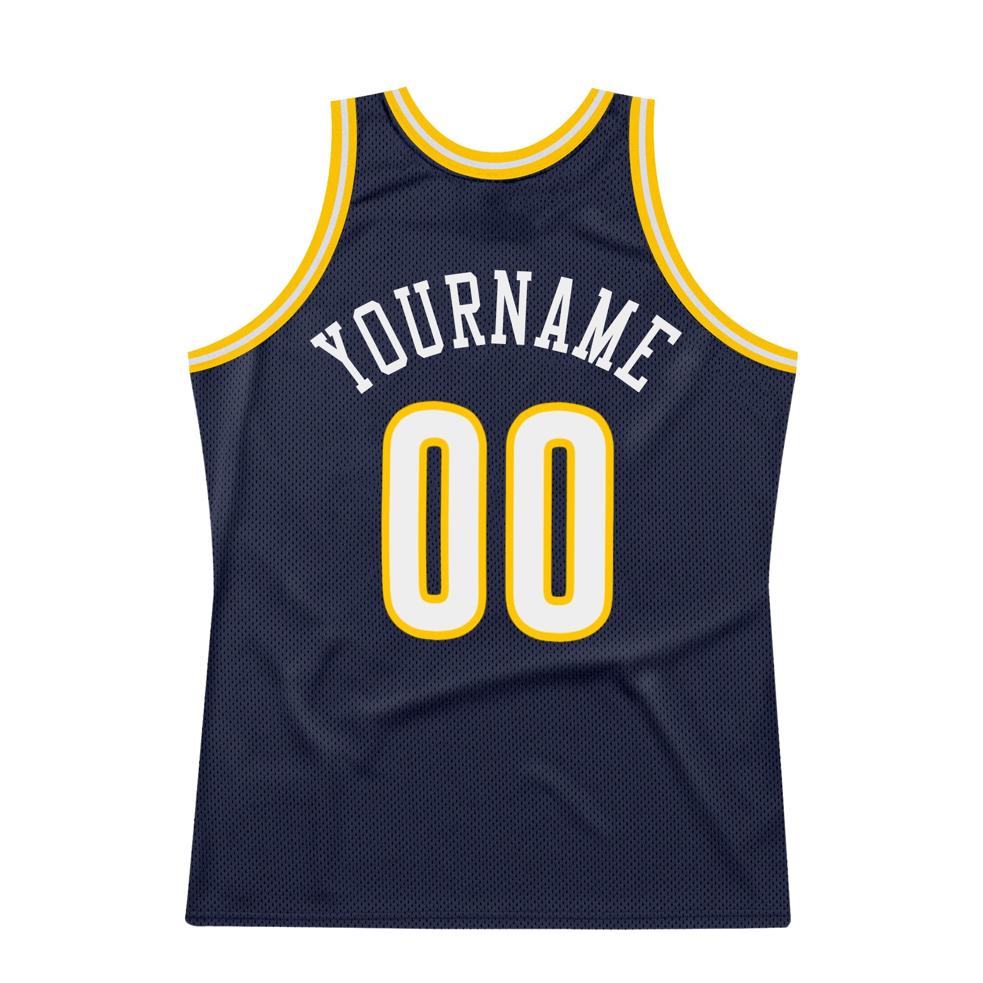 Custom Navy White-Gold Authentic Throwback Basketball Jersey - Sky-Custom