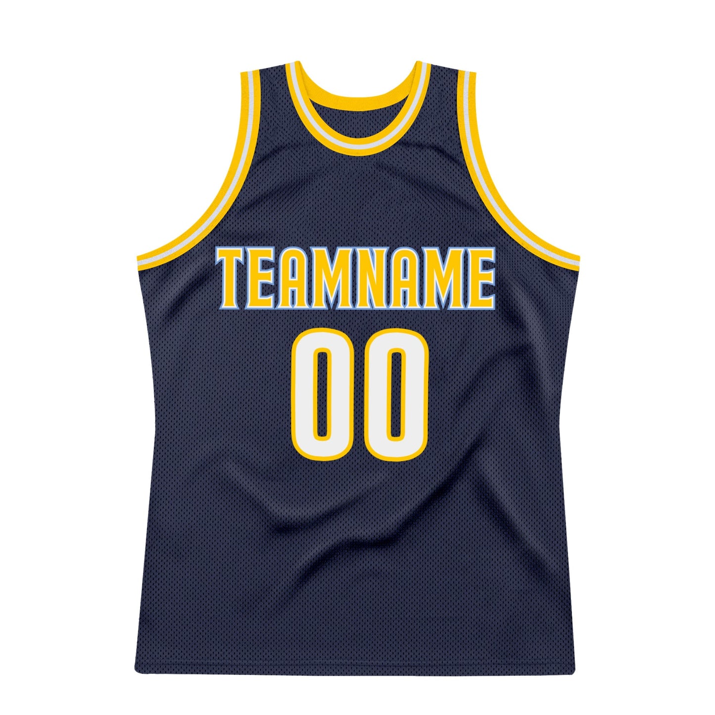 Custom Navy White-Gold Authentic Throwback Basketball Jersey - Sky-Custom