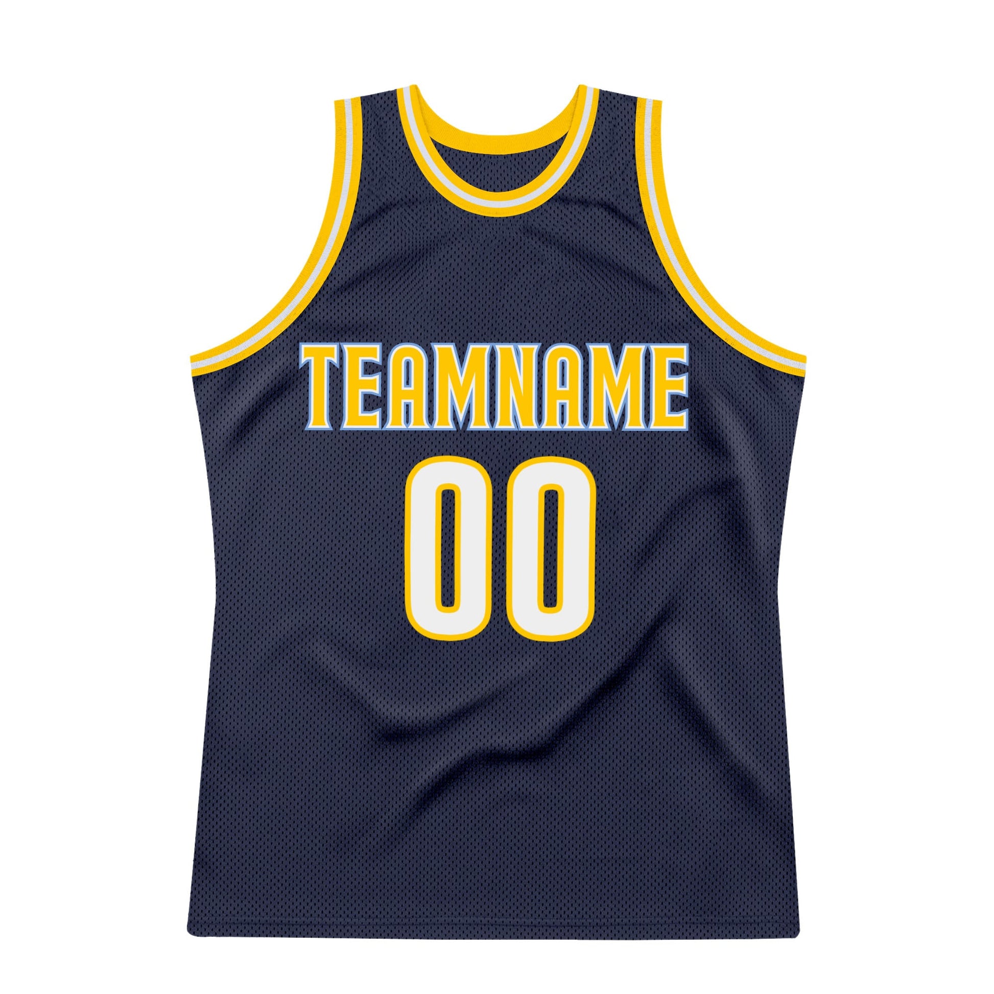 Custom Navy White-Gold Authentic Throwback Basketball Jersey - Sky-Custom